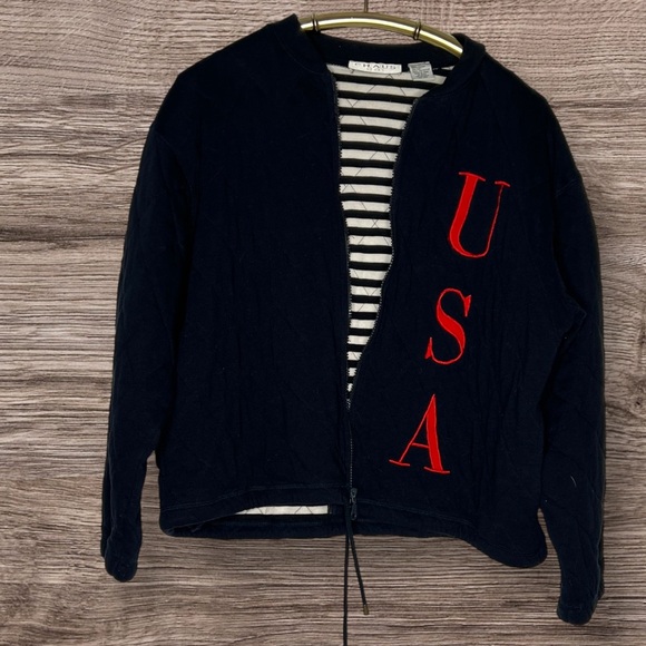 Vintage Chaus USA Blue Quilted 100% Cotton
Zip Up Jacket Large HTF EUC SIZE M - Picture 2 of 5